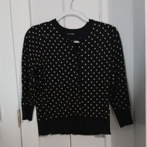 Cable & Gauge Womens Medium Black/Tan Cardigan Sweater